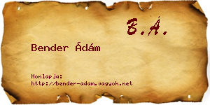 Bender Ádám névjegykártya